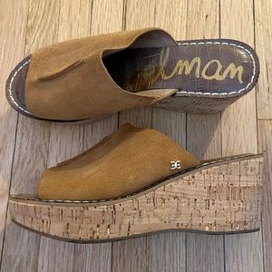 Sam Edelman Fawn Suede & Cork Platform Wedge Sandals